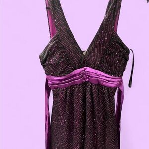 Vintage Deb Purple Accented Black Formal Dress